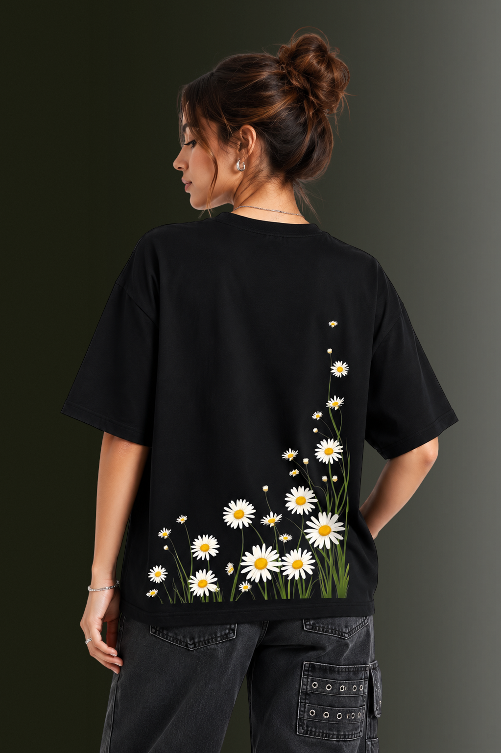Women's Front & Back Printed Drop Shoulder T-Shirt | OUTPUFF
