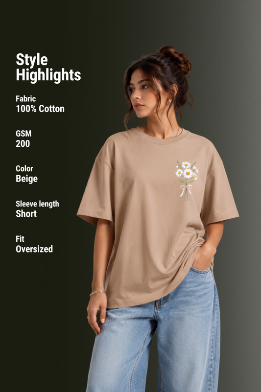 Women's Front & Back Printed Drop Shoulder T-Shirt | OUTPUFF