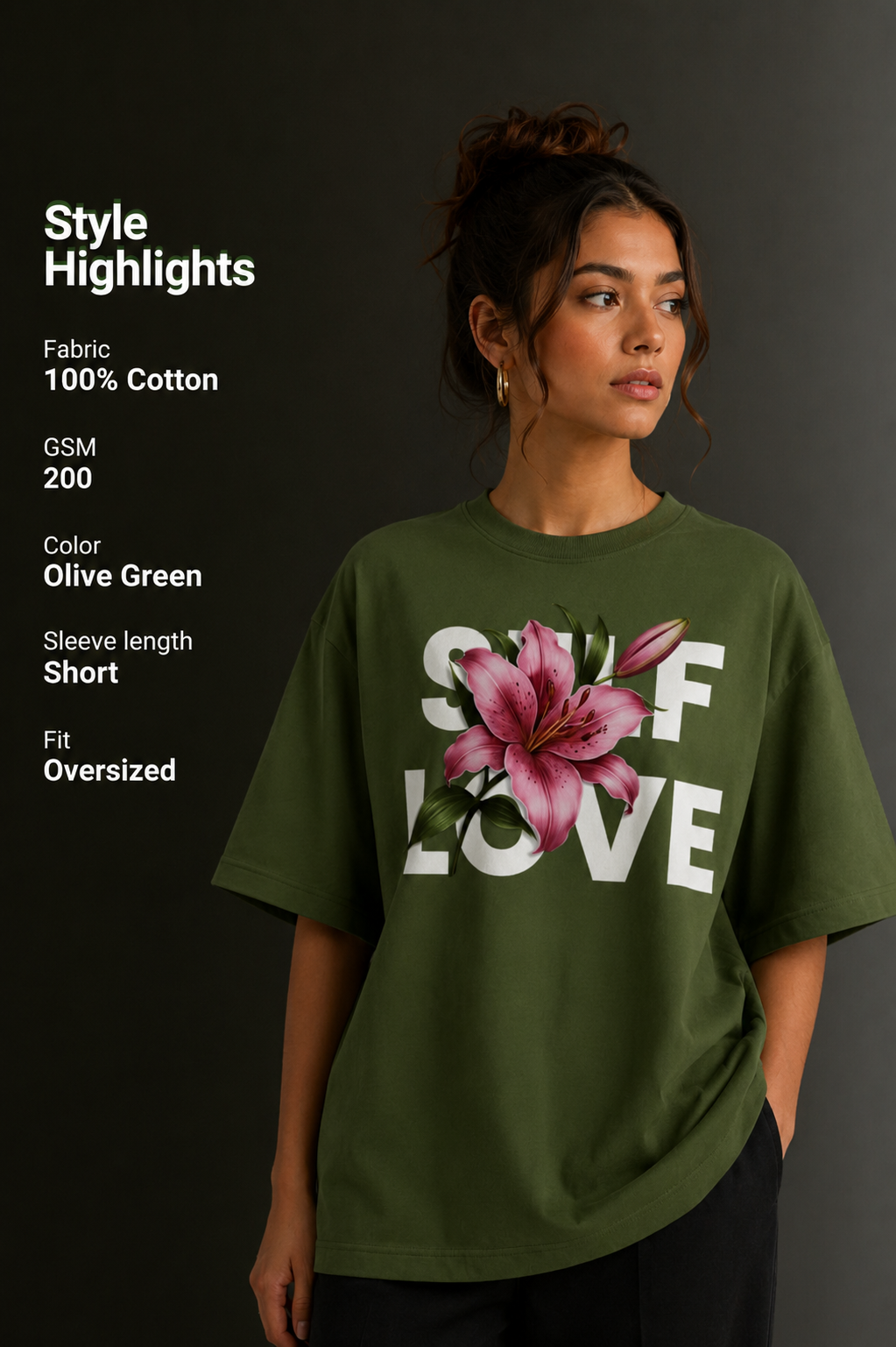 Women Drop Shoulder Front Printed T-Shirt | OUTPUFF