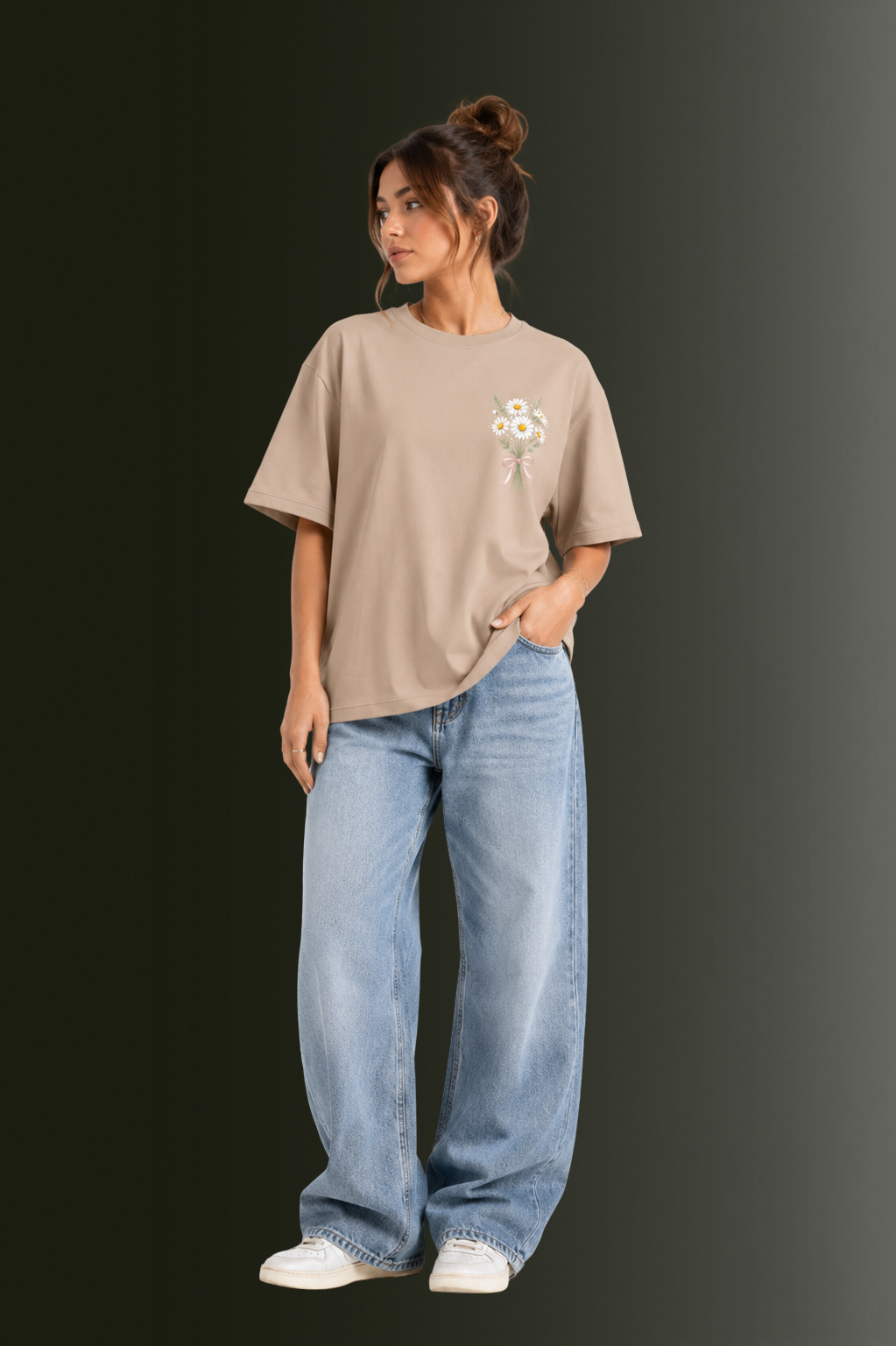 Women's Front & Back Printed Drop Shoulder T-Shirt | OUTPUFF