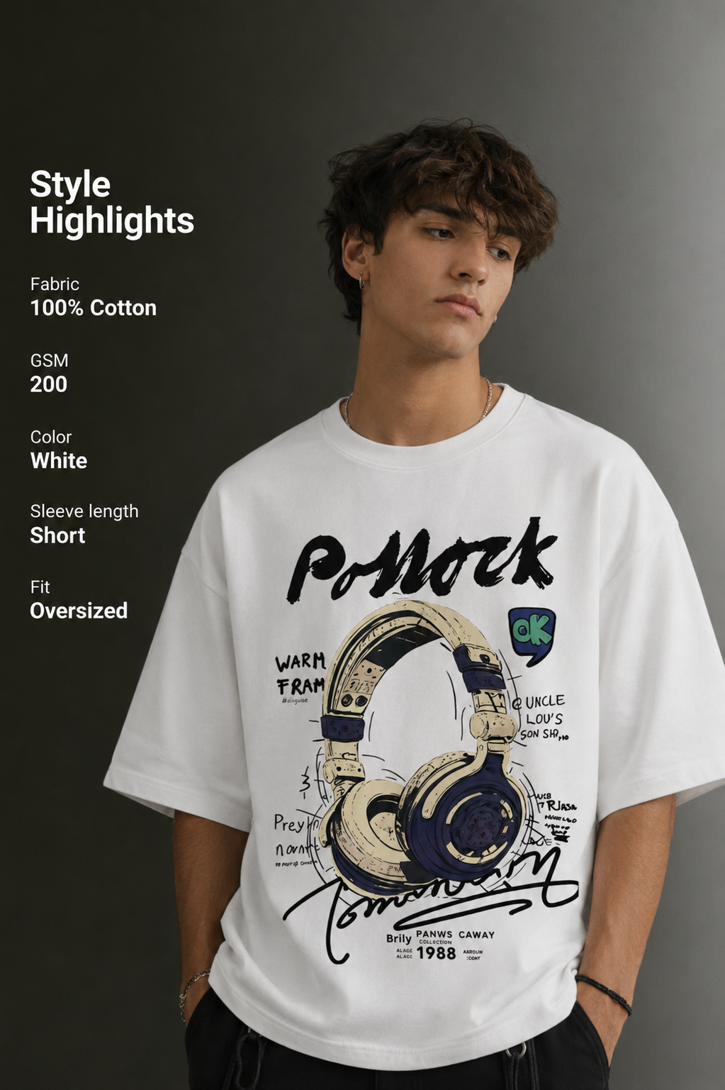 Men's Drop Shoulder Front Printed T-Shirt | Graphic Tee | OUTPUFF