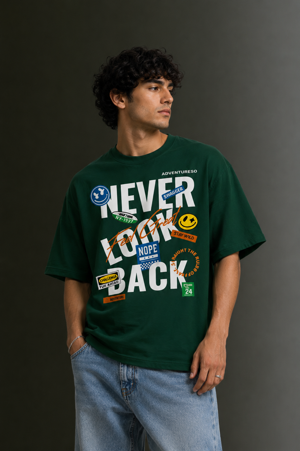 Men's Drop Shoulder Front Printed T-Shirt | Graphic Tee | OUTPUFF