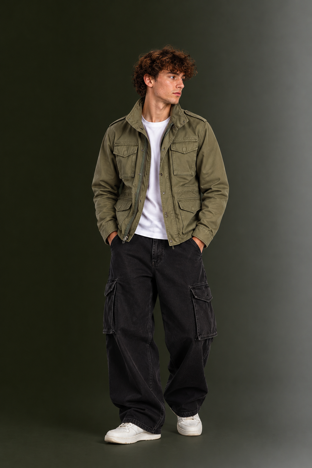 OUTPUFF Men’s Cotton-Blend Field Jacket with Removable Quilted Liner